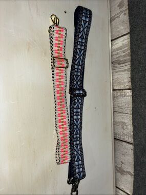 Adjustable Woven Strap Pair - Pink/White & Blue/Black for purses.